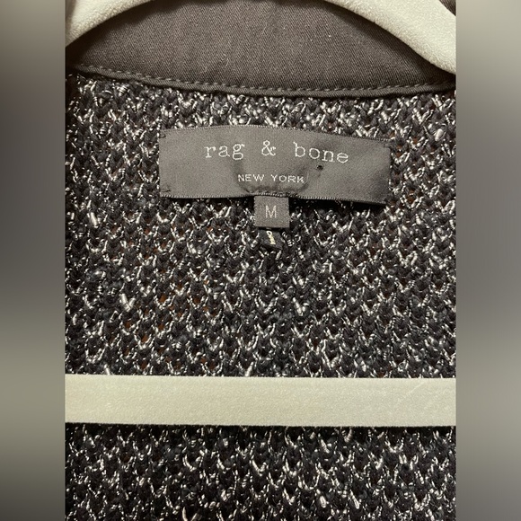 Rag and Bone ladies button down sweater jacket leather trim LIKE NEW! Size M - Picture 6 of 11